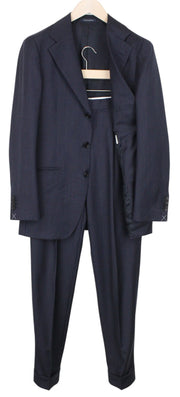 SUITSUPPLY Havana Jetted Men Suit UK36R Slim Wool Super 130's Navy Stripe 2Piece