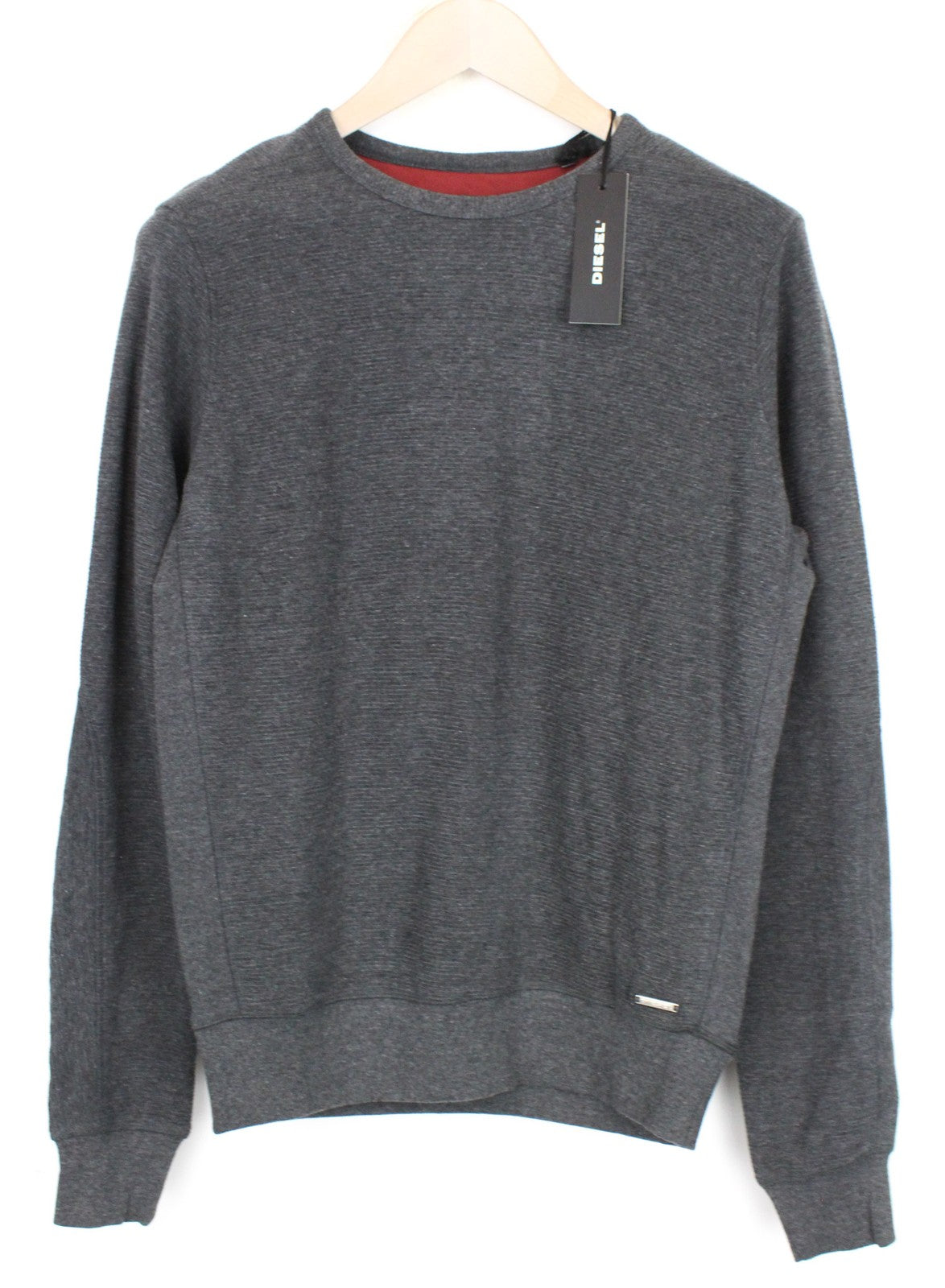 DIESEL S-Willard Men Sweatshirt S Grey Pure Cotton Pull On Long Sleeved Casual