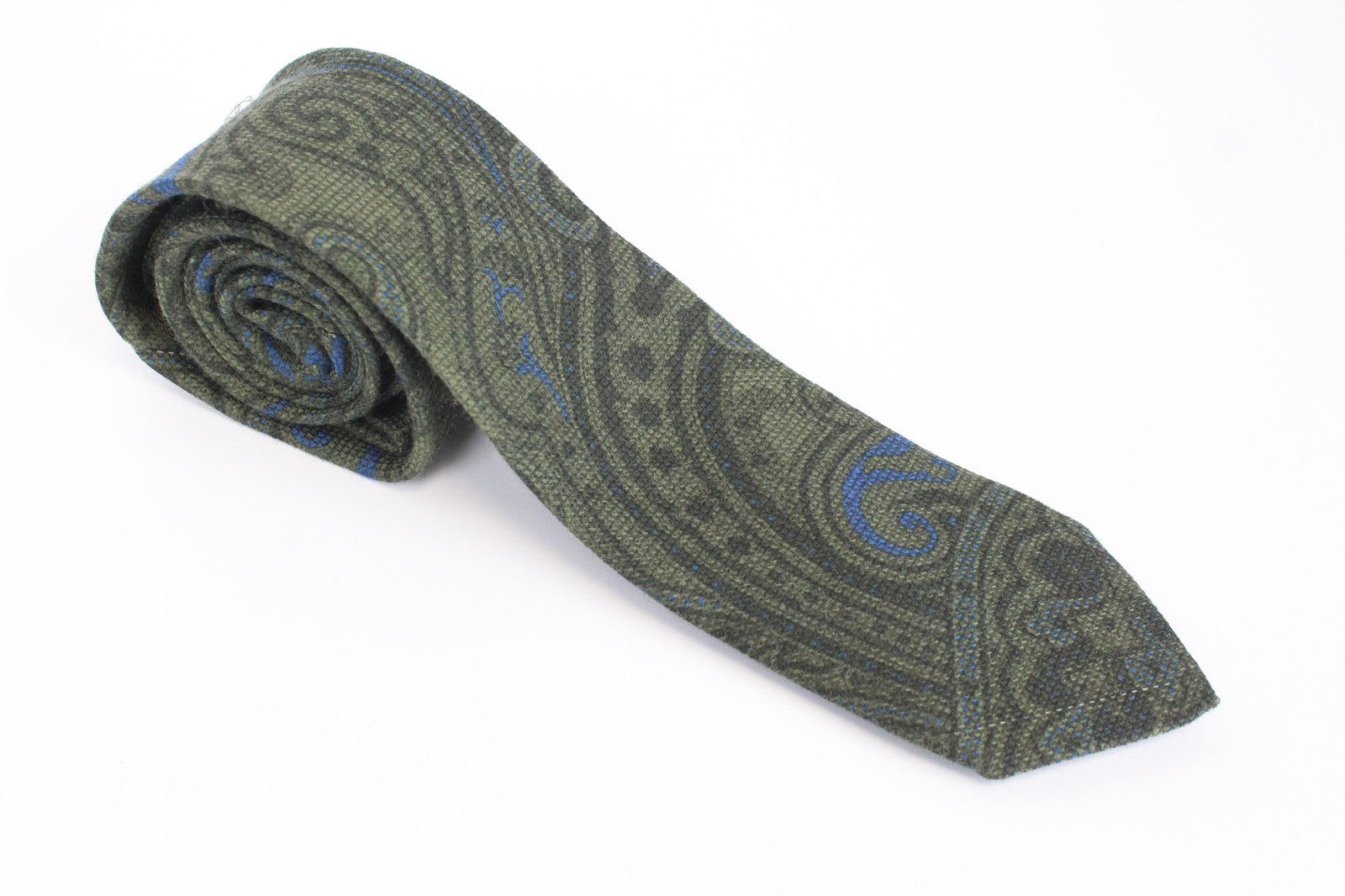 SUITSUPPLY Men Tie ~150 x 8 cm Green Wool Silk Patterned Pointed-End Formal