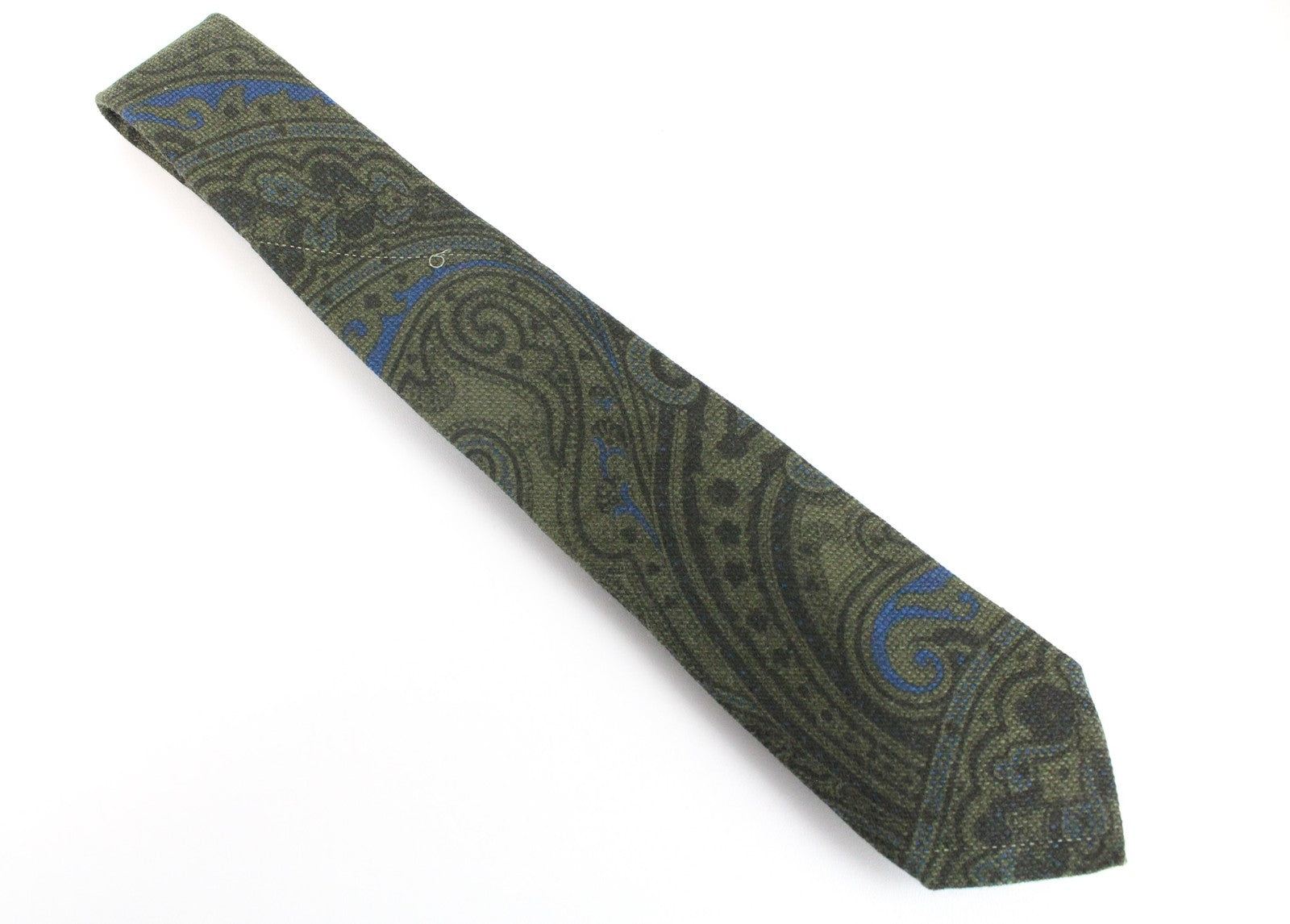 SUITSUPPLY Men Tie ~150 x 8 cm Green Wool Silk Patterned Pointed-End Formal