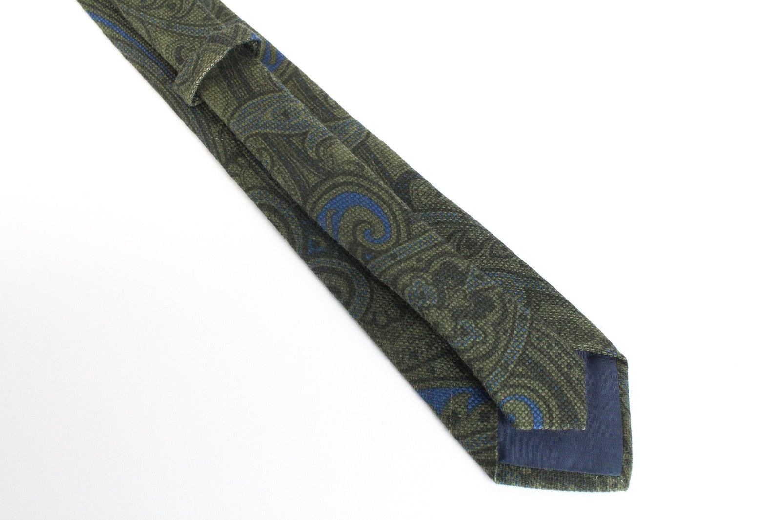 SUITSUPPLY Men Tie ~150 x 8 cm Green Wool Silk Patterned Pointed-End Formal