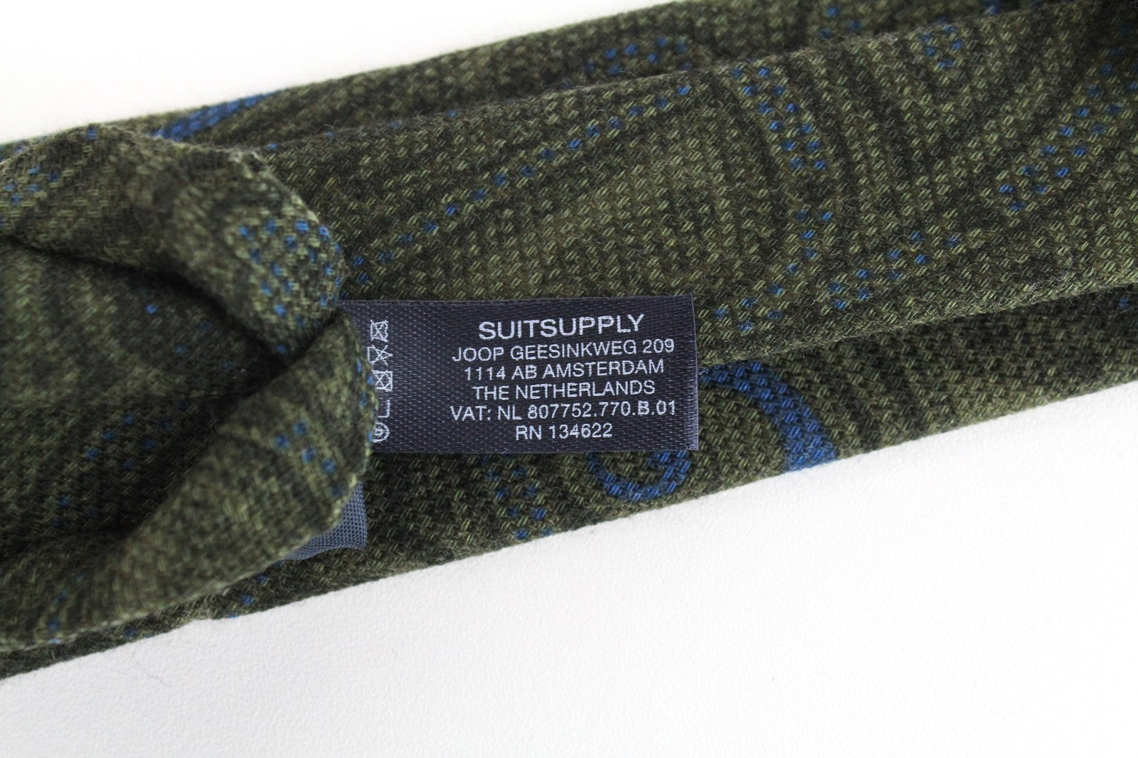 SUITSUPPLY Men Tie ~150 x 8 cm Green Wool Silk Patterned Pointed-End Formal
