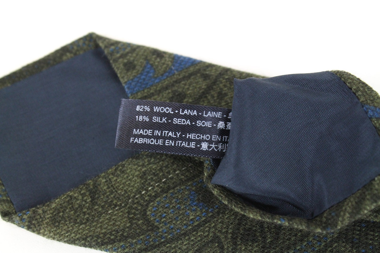 SUITSUPPLY Men Tie ~150 x 8 cm Green Wool Silk Patterned Pointed-End Formal