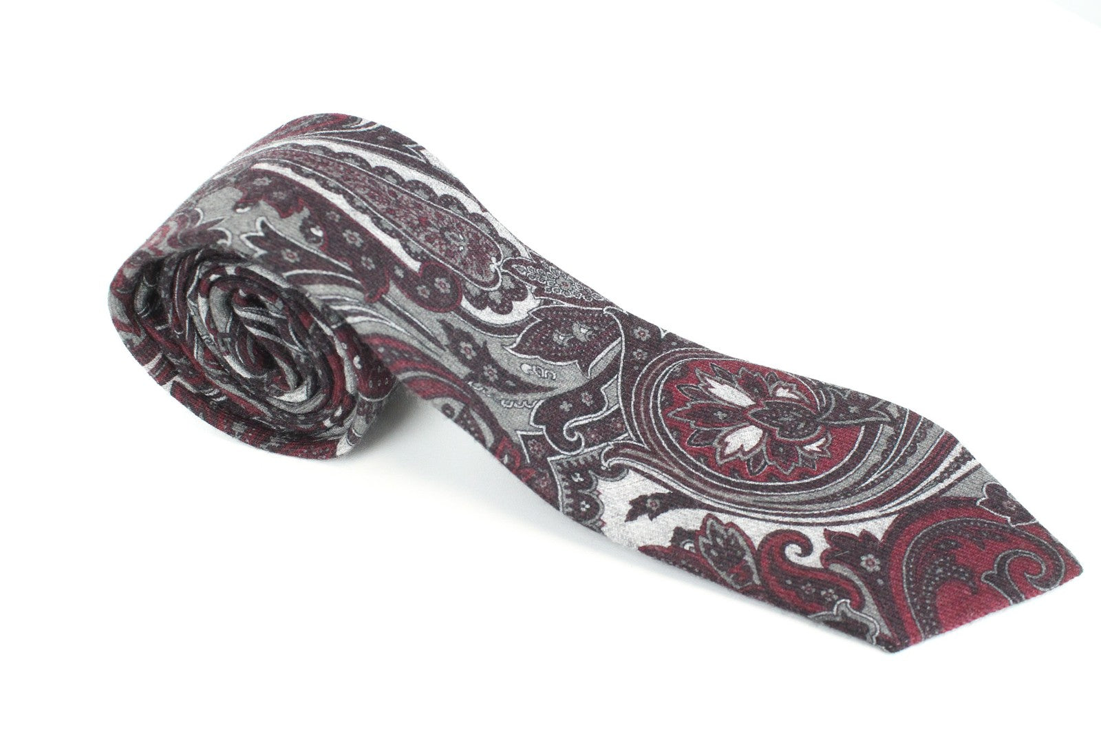 SUITSUPPLY Men Tie 150 x 8 cm Red Grey Patterned Pointed-End Pure Wool Formal