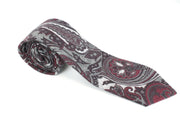 SUITSUPPLY Men Tie 150 x 8 cm Red Grey Patterned Pointed-End Pure Wool Formal