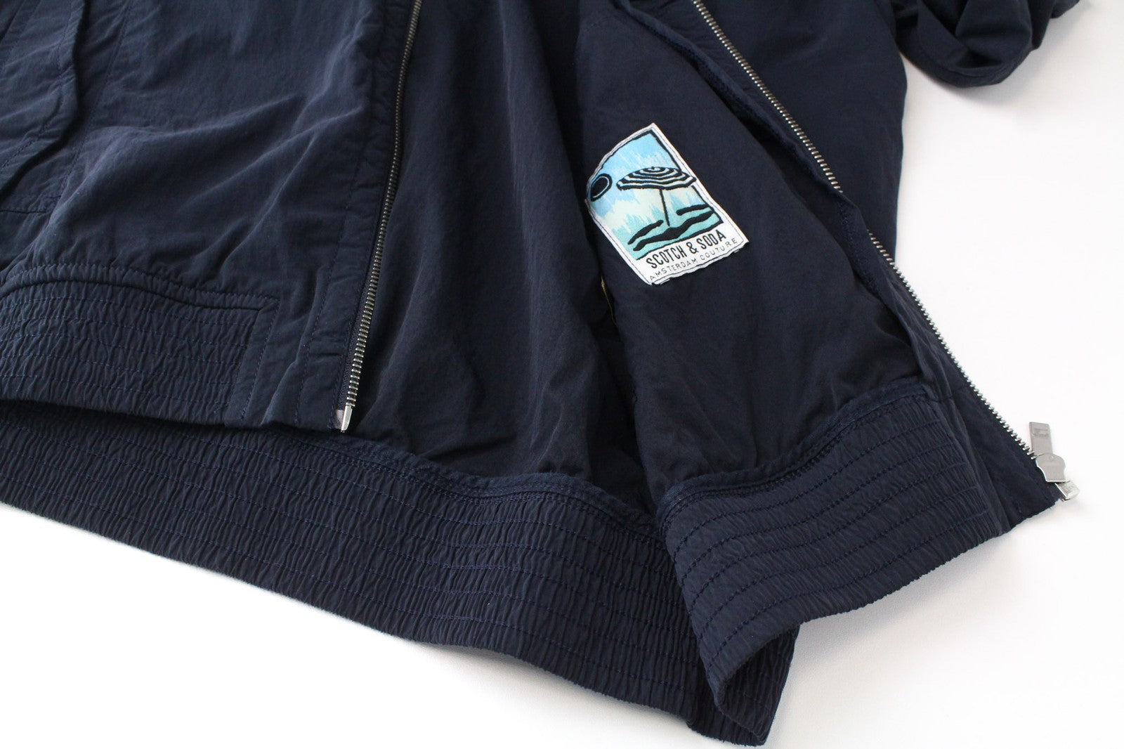SCOTCH & SODA Men Jacket S Dark Blue Hooded Garment-Dyed Lightweight Classic