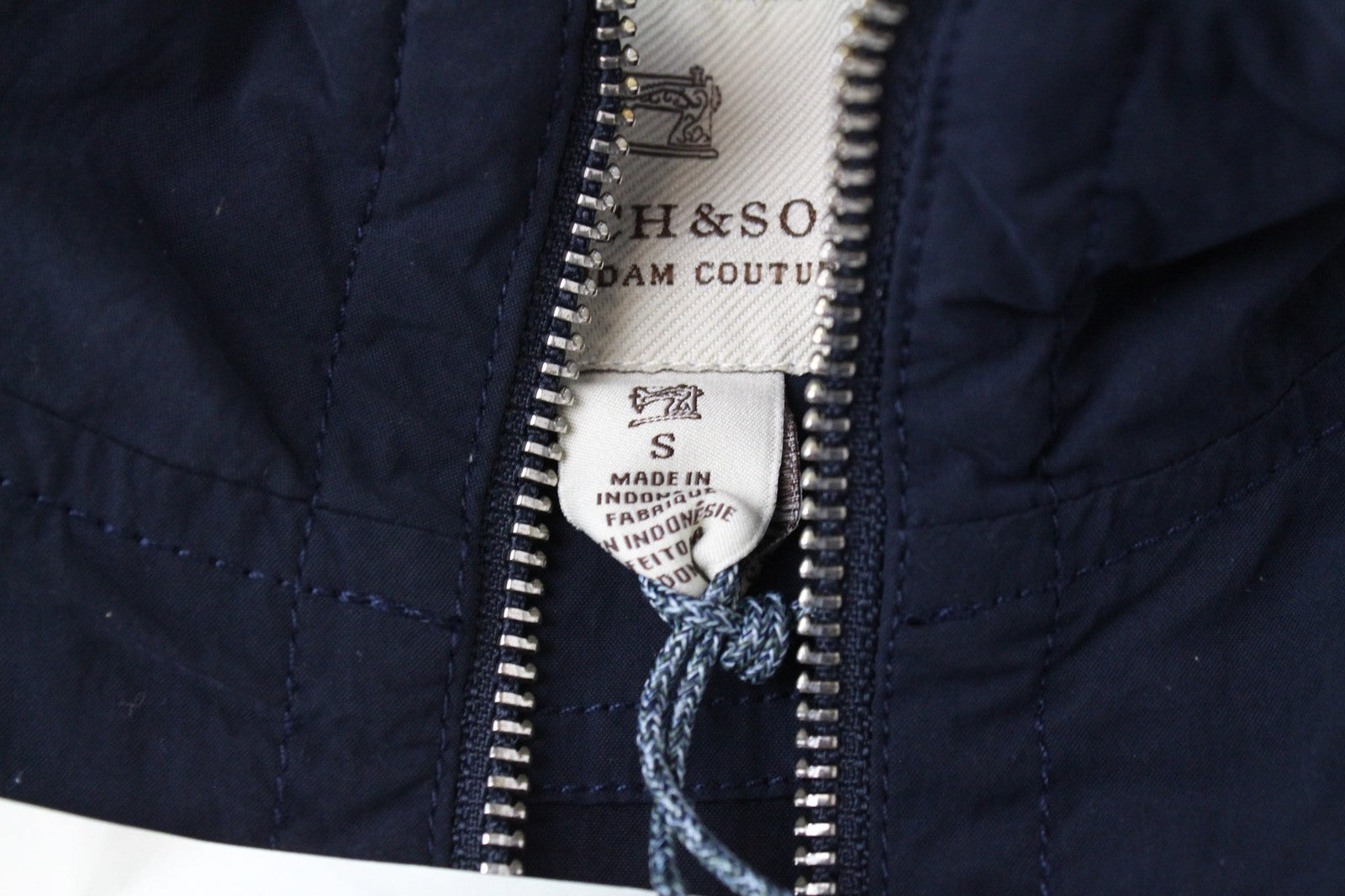SCOTCH & SODA Men Jacket S Dark Blue Hooded Garment-Dyed Lightweight Classic
