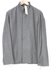 RICHMOND Men Jacket IT48 Grey Striped Melange High Neck Designer Virgin Wool Mix