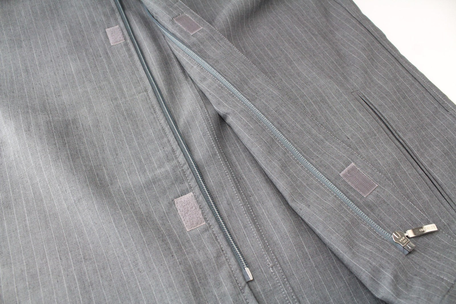 RICHMOND Men Jacket IT48 Grey Striped Melange High Neck Designer Virgin Wool Mix