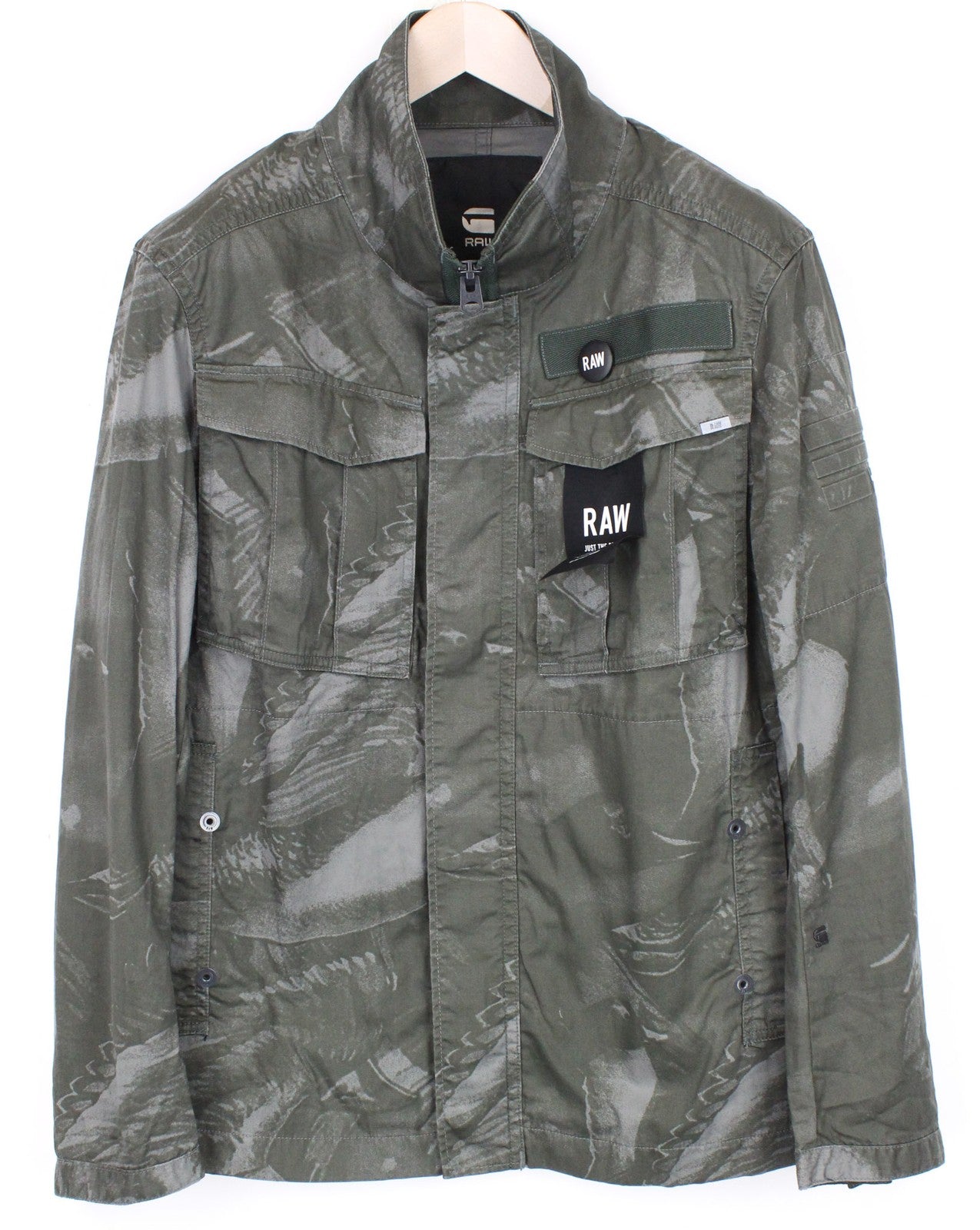 G-STAR Men Jacket M Dark Green Premium Twill Duck Hunt Print Rovic Overshirt