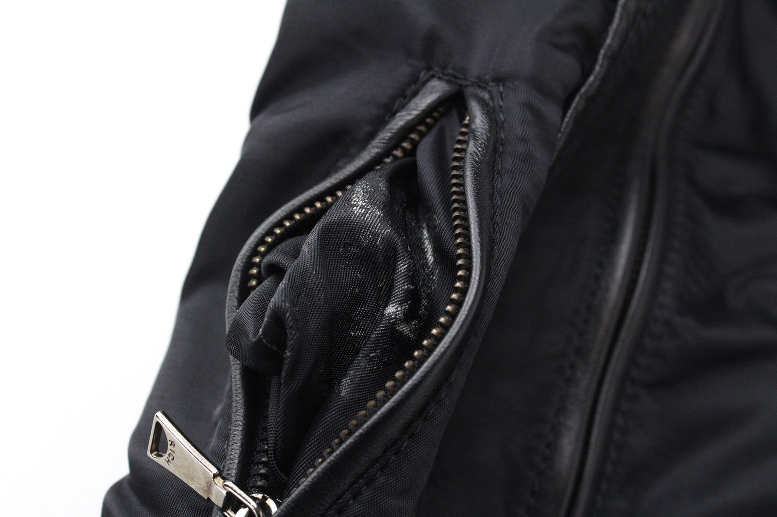 RICHMOND Men Jacket IT40 Black Designer High Neckline Classic Patched Zippered