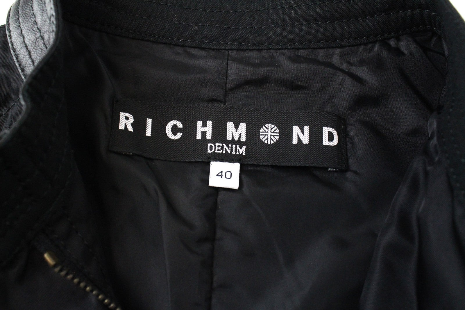 RICHMOND Men Jacket IT40 Black Designer High Neckline Classic Patched Zippered