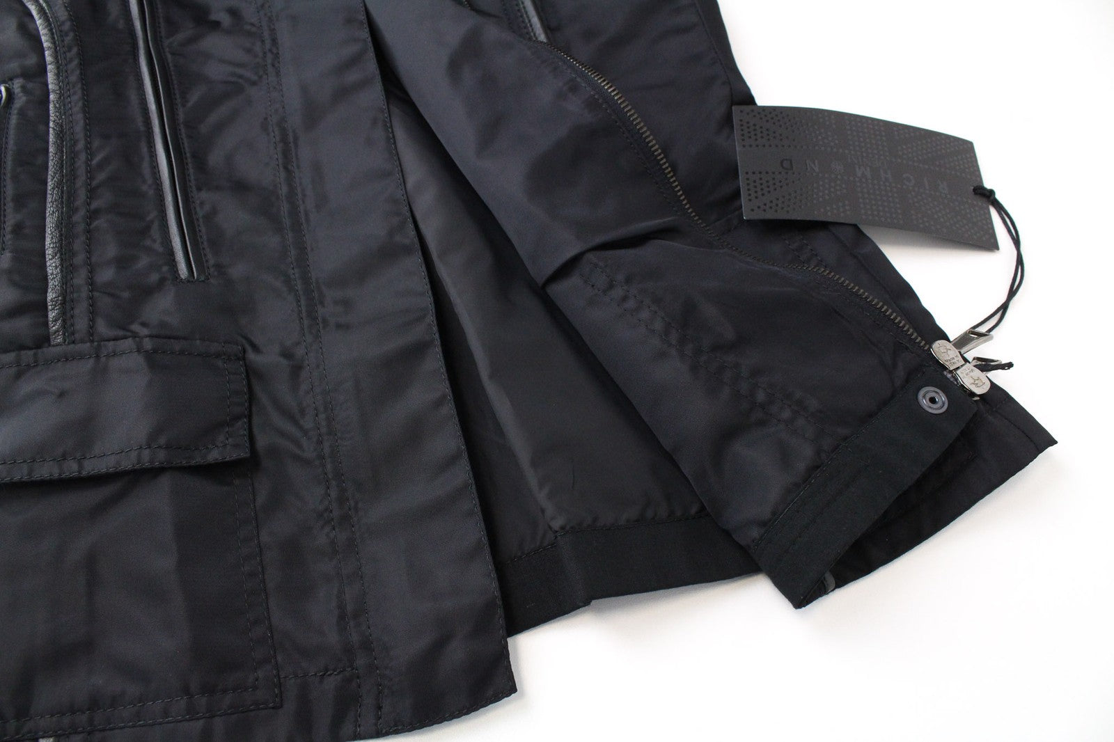 RICHMOND Men Jacket IT40 Black Designer High Neckline Classic Patched Zippered