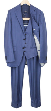 SUITSUPPLY Lazio La Spalla Men Suit UK40L Wool Super 150's Slim Blue 3 Piece