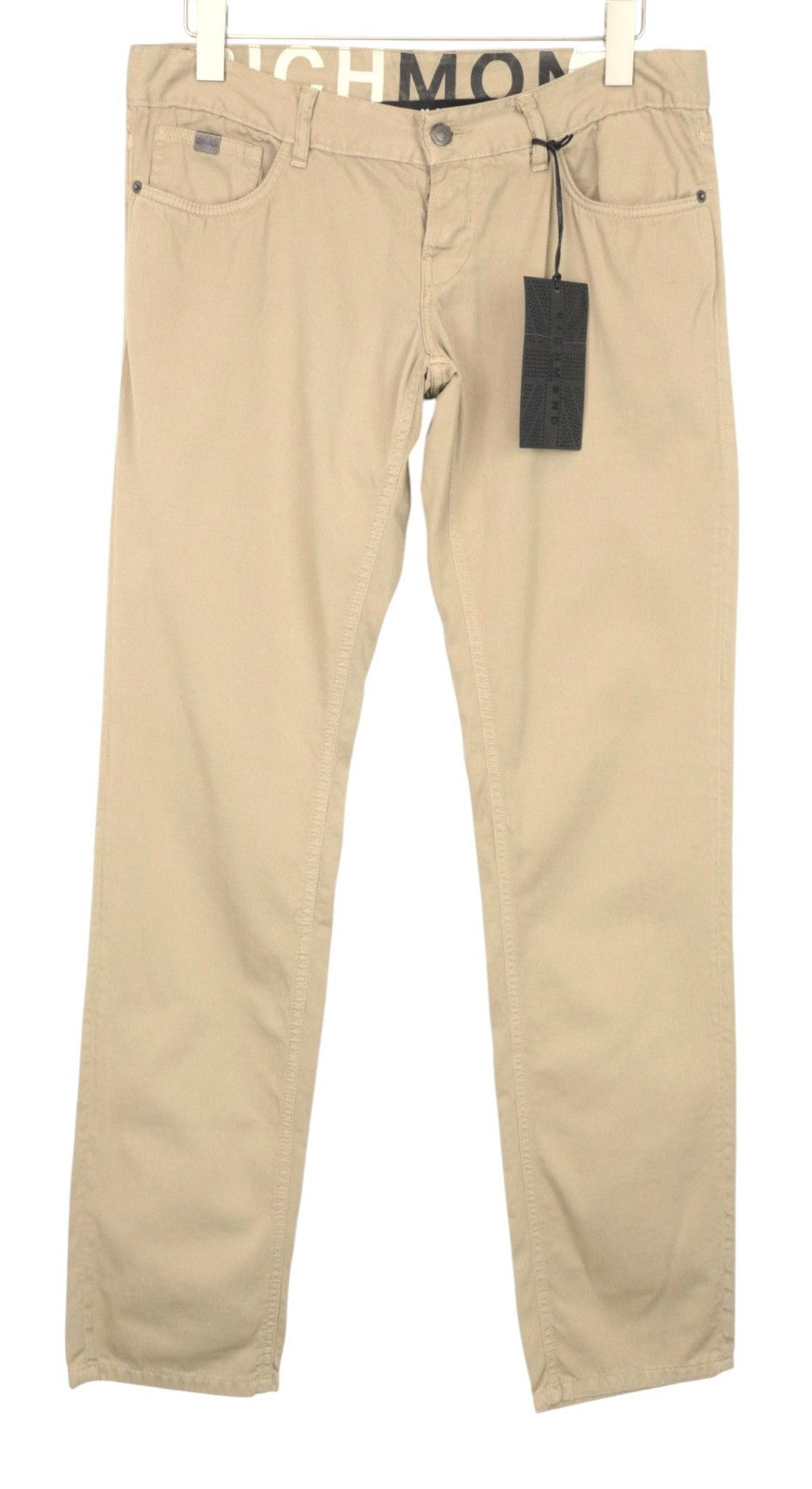 RICHMOND Men Trousers W32 Brown Pure Cotton Super Skinny Fit 5-Pocket
