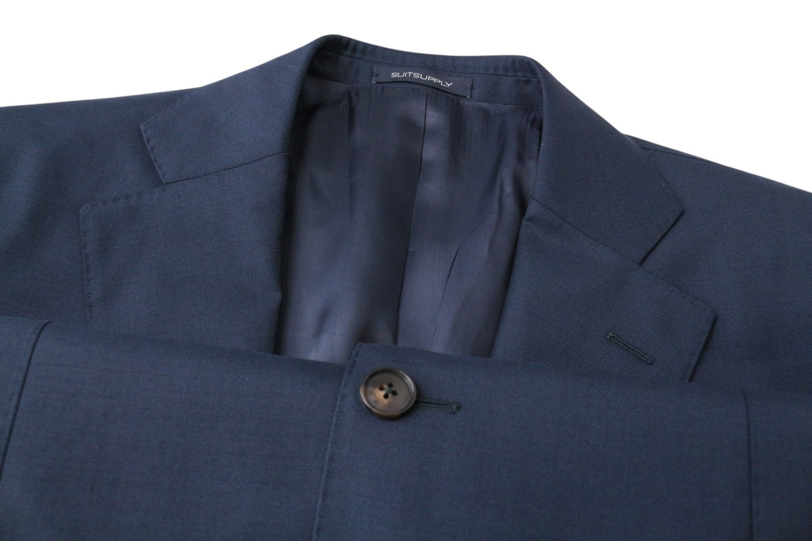 SUITSUPPLY La Spalla Men Suit UK42R Perennial Blue 2-Piece Pure Wool Slim Cut