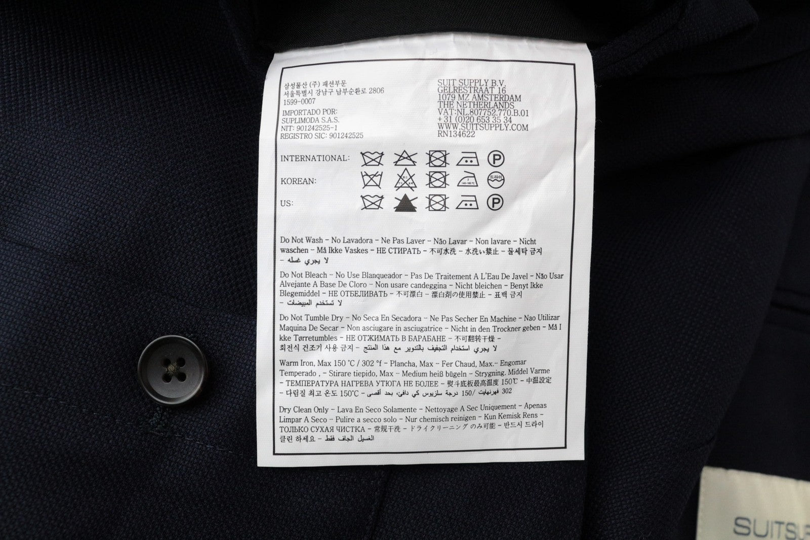 SUITSUPPLY Havana Men Suit UK38S Pure Wool Stretch Slim Blue 3-Piece Unlined