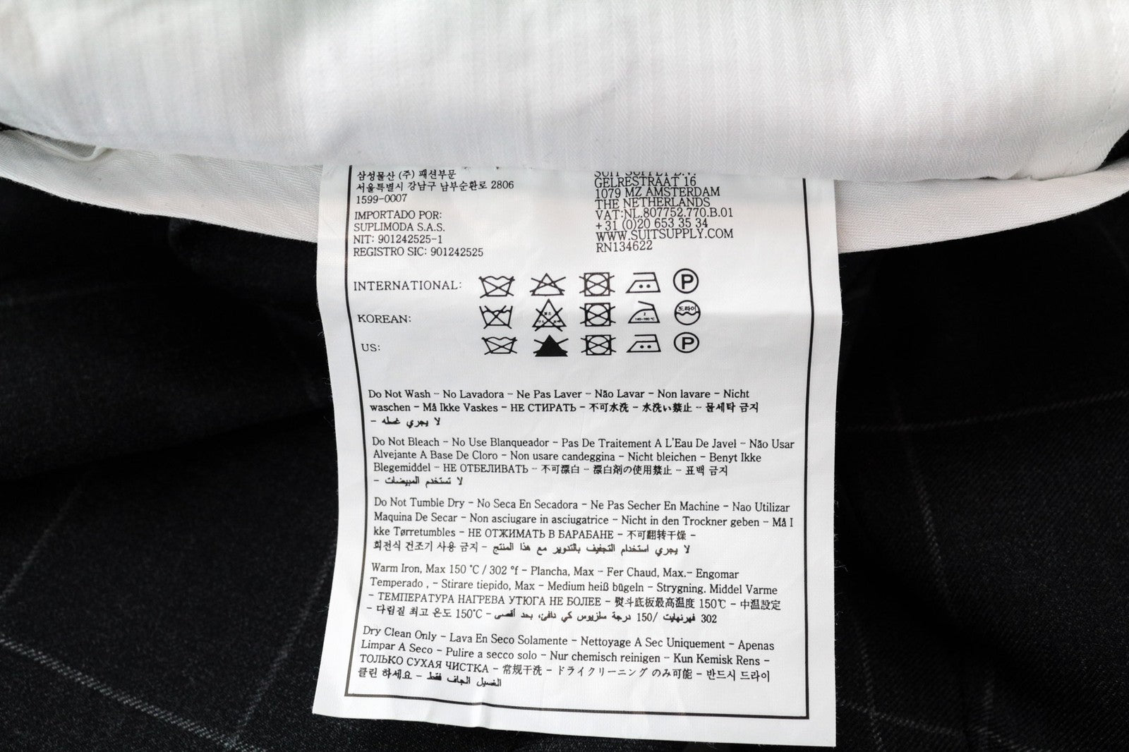 SUITSUPPLY La Spalla Men Suit UK38R Windowpane Check 2-Piece Grey Slim Wool