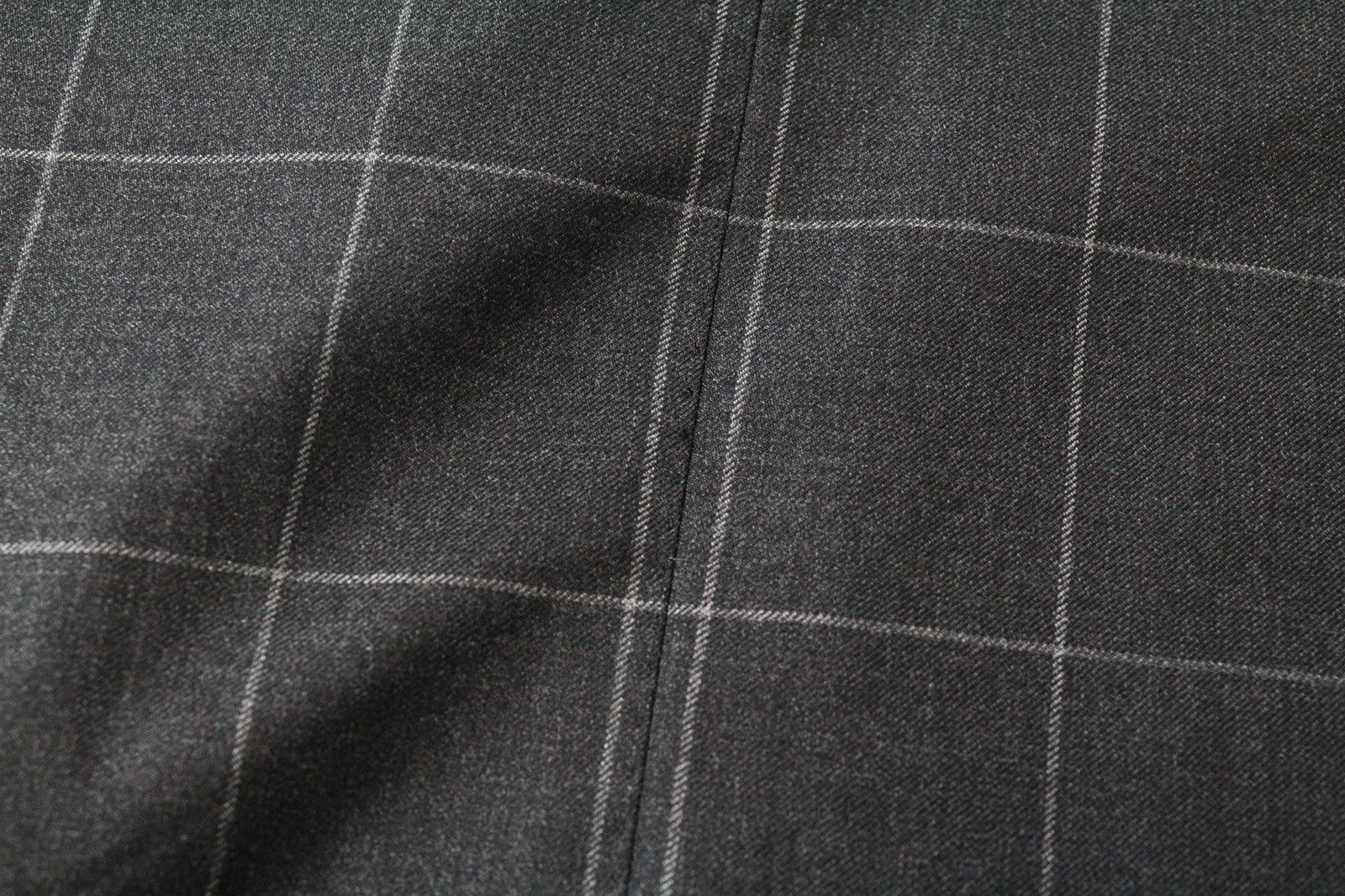 SUITSUPPLY La Spalla Men Suit UK38R Windowpane Check 2-Piece Grey Slim Wool