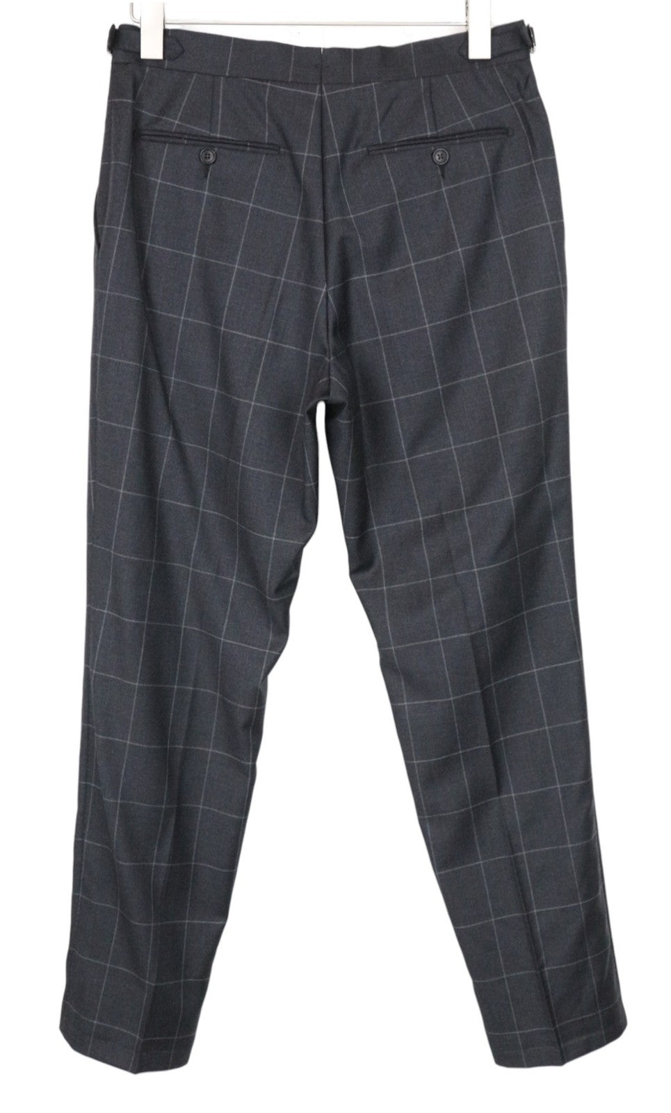 SUITSUPPLY La Spalla Men Suit UK38R Windowpane Check 2-Piece Grey Slim Wool