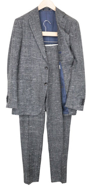 SUITSUPPLY Havana Men Suit UK38R 2-Piece Glen Check Grey Slim Wool Silk Linen