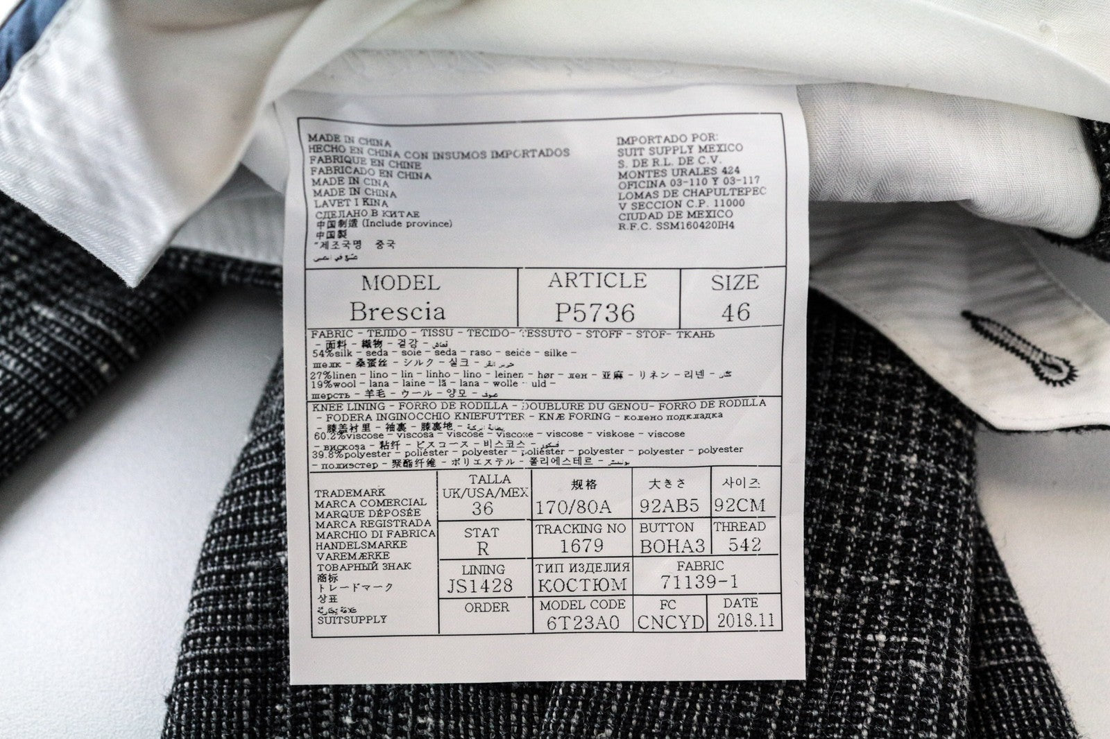 SUITSUPPLY Havana Men Suit UK38R 2-Piece Glen Check Grey Slim Wool Silk Linen