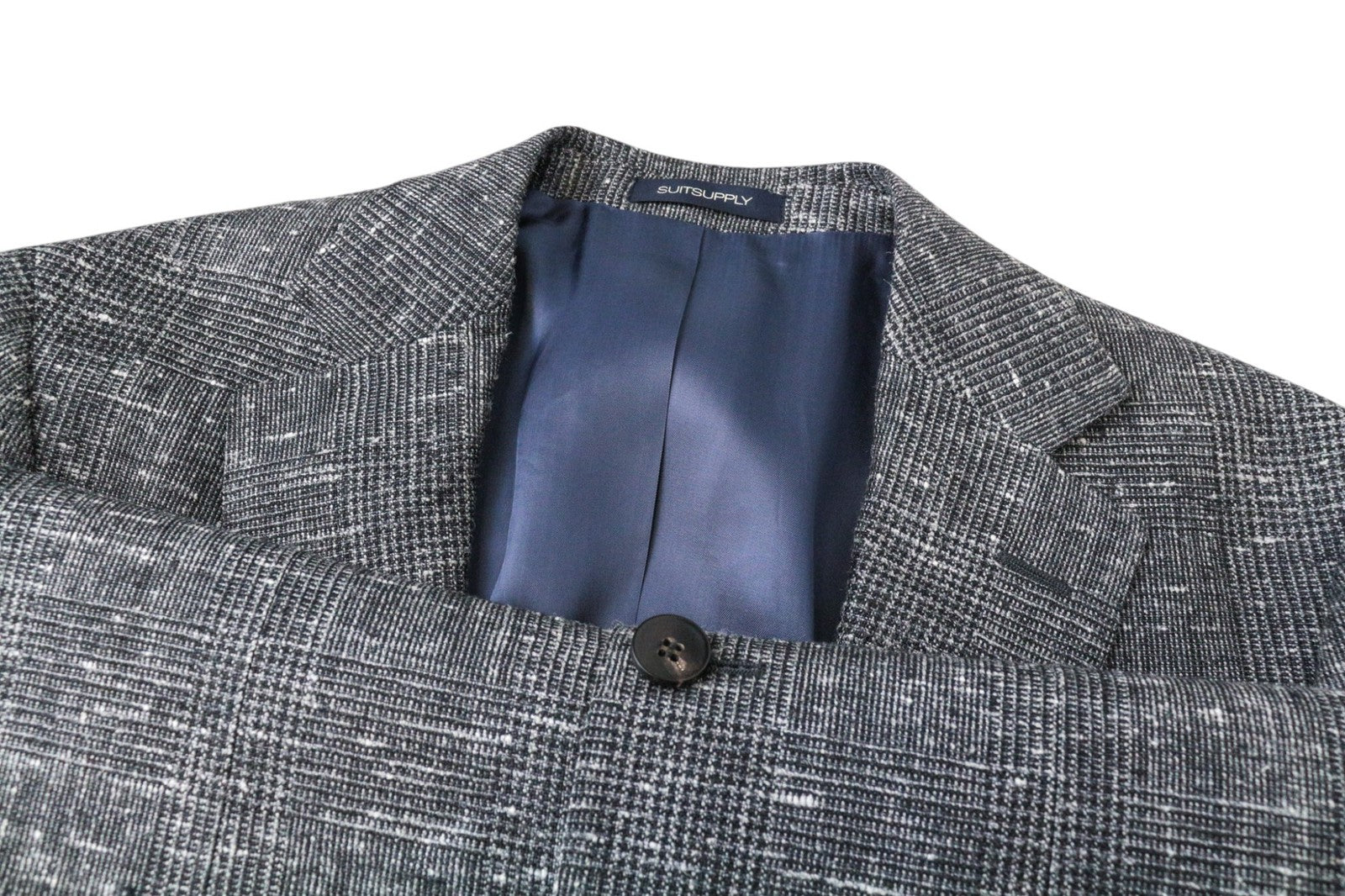 SUITSUPPLY Havana Men Suit UK38R 2-Piece Glen Check Grey Slim Wool Silk Linen