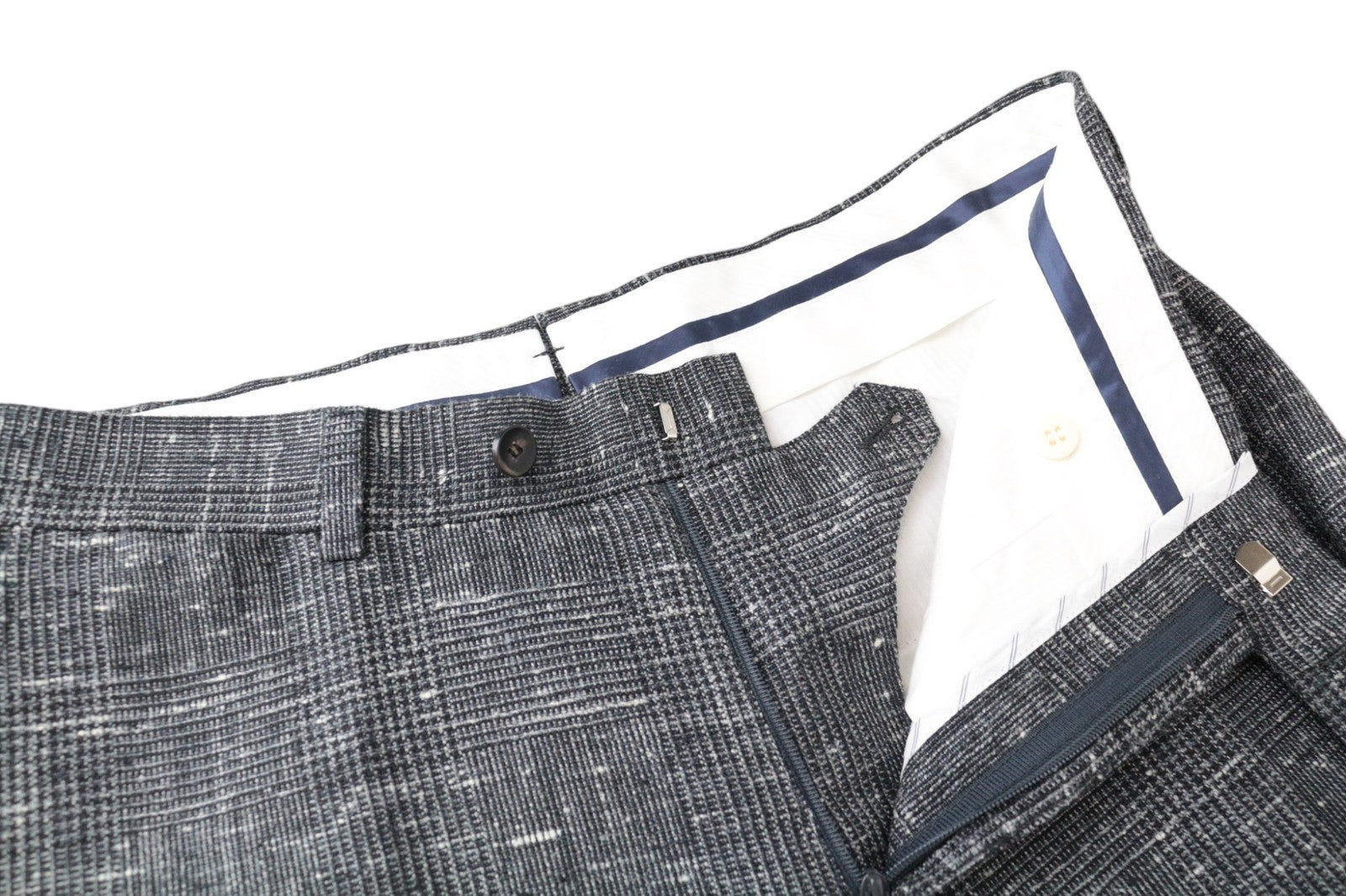 SUITSUPPLY Havana Men Suit UK38R 2-Piece Glen Check Grey Slim Wool Silk Linen