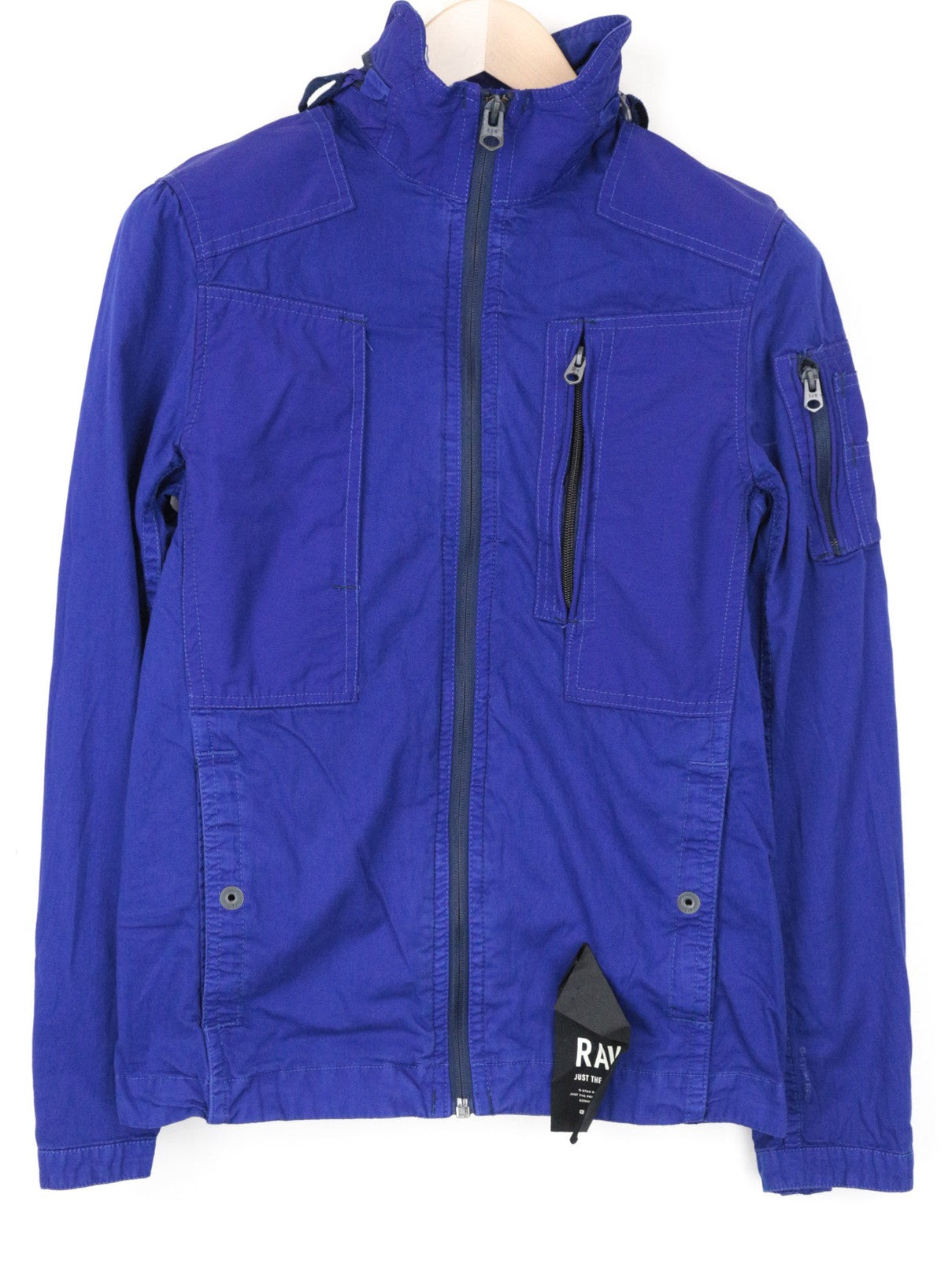 G-STAR Men Jacket XS Bright Prince Blue Twill Overshirt Hooded Unlined Casual
