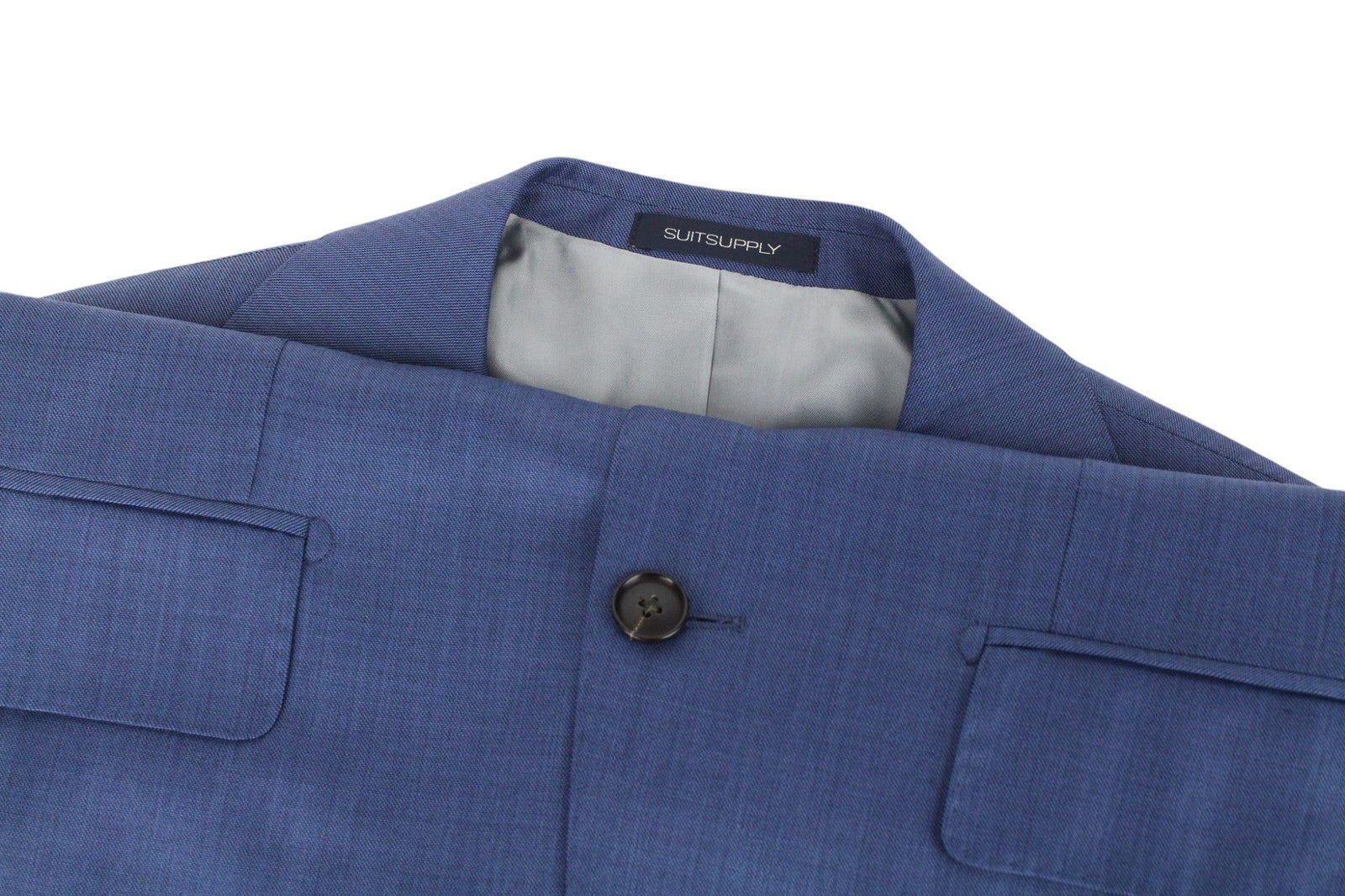 SUITSUPPLY Lazio La Spalla Men Suit UK34R Blue Pure Wool Super 150s Slim 3 Piece