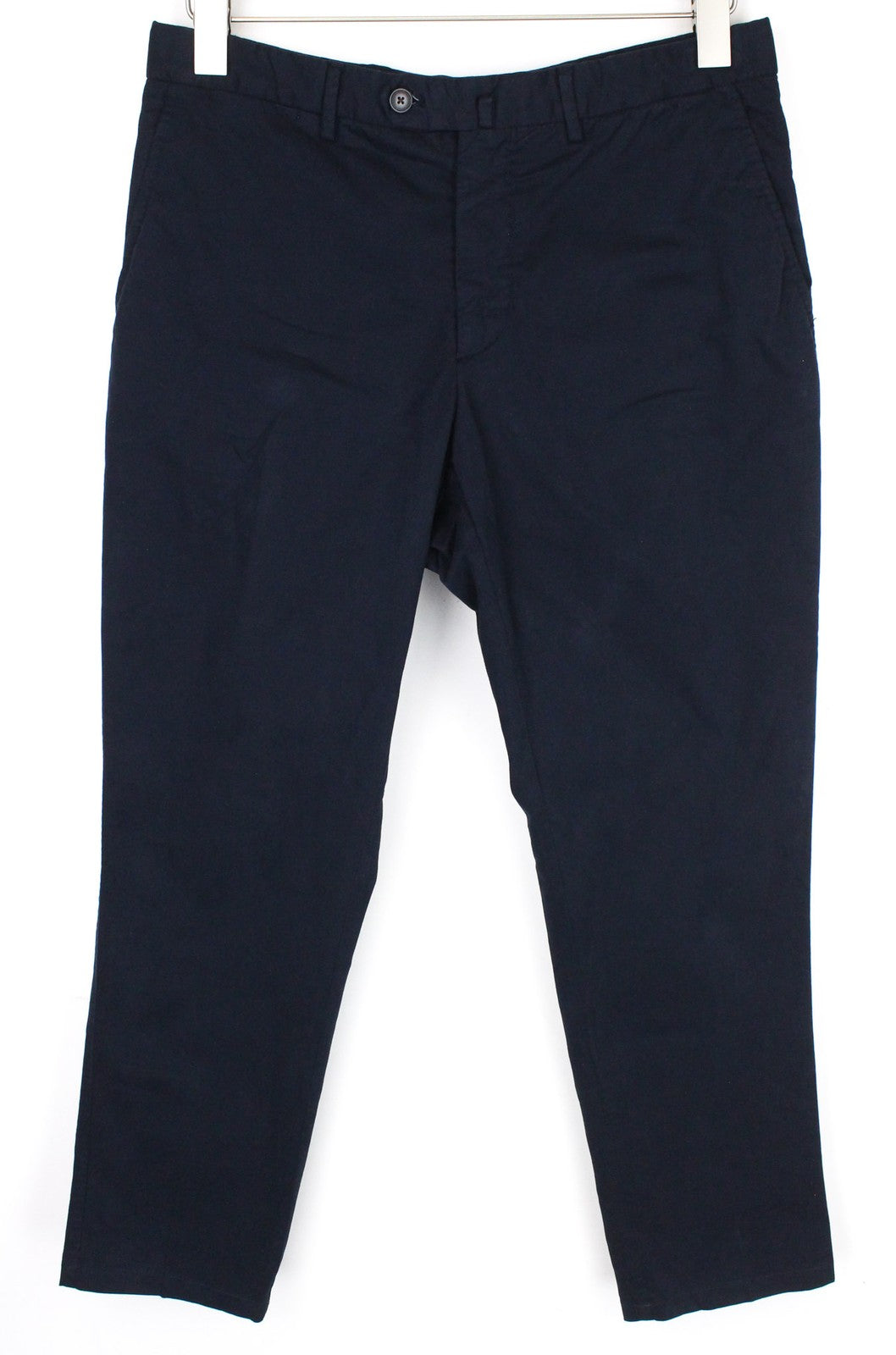 SUITSUPPLY Porto Novo Men Trousers UK32R Navy Blue Cotton Stretch Pleated