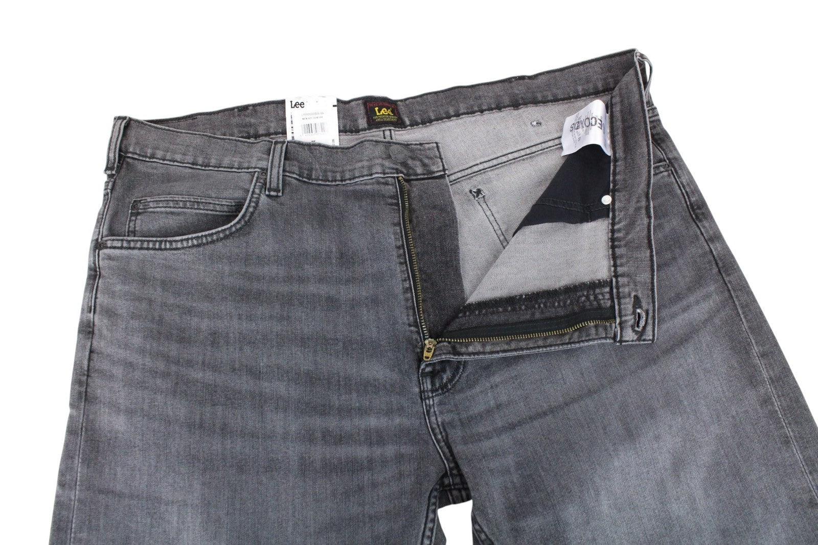 LEE Rider Men Jeans W40/L32 Grey Slim Fit Washed Cotton Stretch Denim Casual