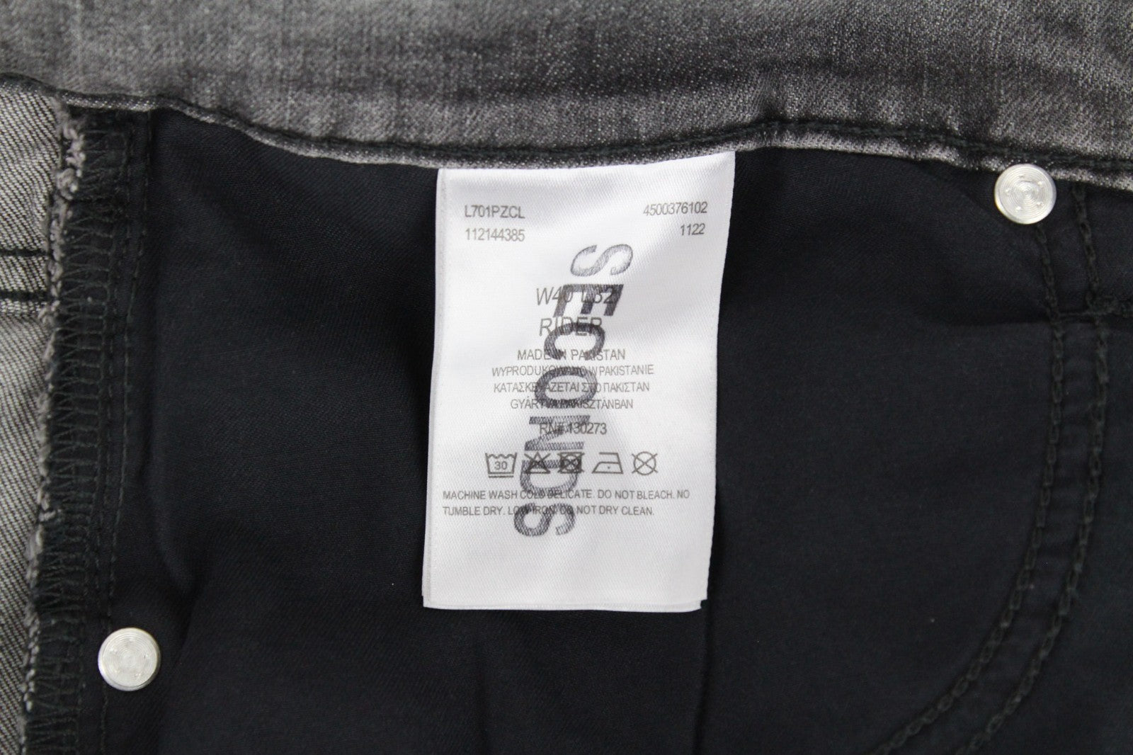LEE Rider Men Jeans W40/L32 Grey Slim Fit Washed Cotton Stretch Denim Casual