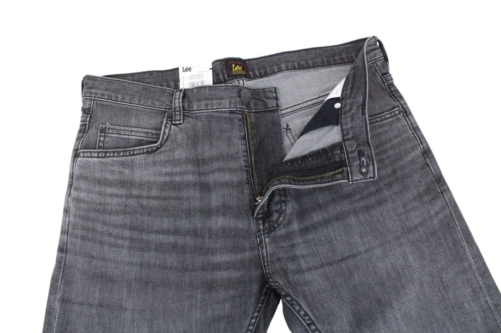 LEE Rider Men Jeans W33/L30 Grey Slim Faded Washed Cotton Stretch Denim Casual