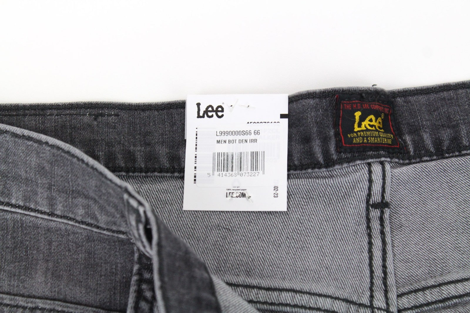 LEE Rider Men Jeans W33/L30 Grey Slim Faded Washed Cotton Stretch Denim Casual