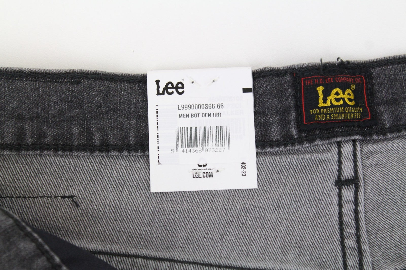 LEE Rider Men Jeans W33/L32 Grey Slim Faded Wash Cotton Stretch Denim Casual