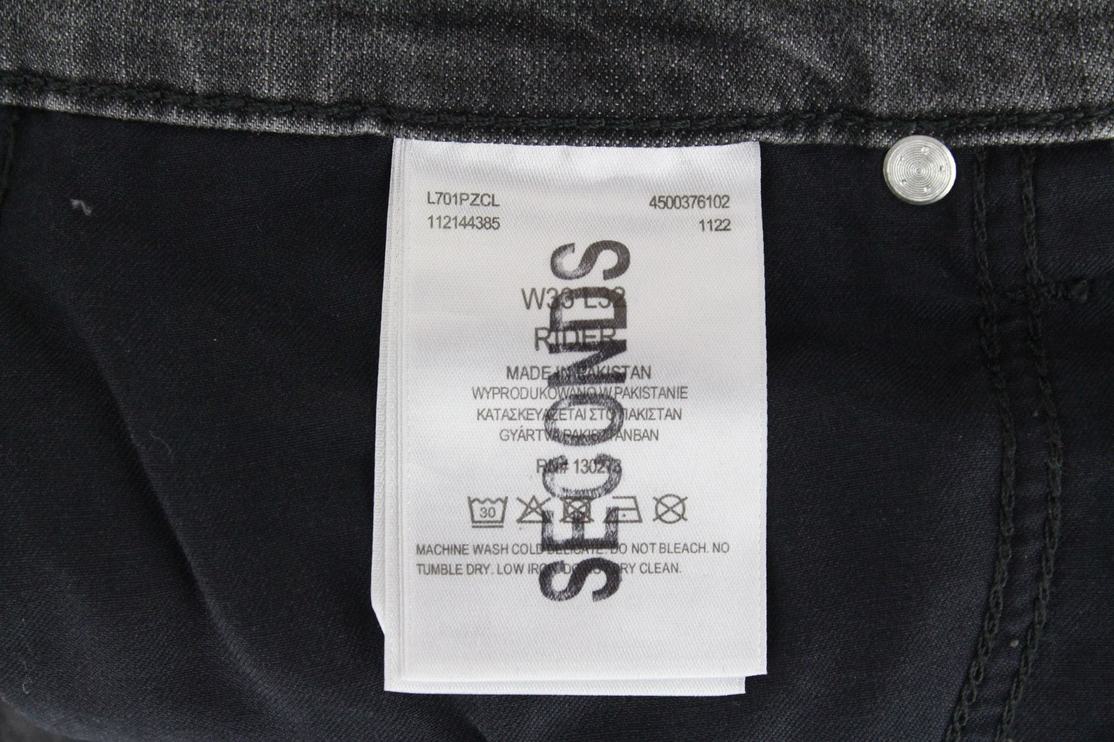 LEE Rider Men Jeans W33/L32 Grey Slim Faded Wash Cotton Stretch Denim Casual