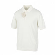 FILIPPO DE LAURENTIIS Men Polos IT52 L White Cotton Knit Short Sleeve