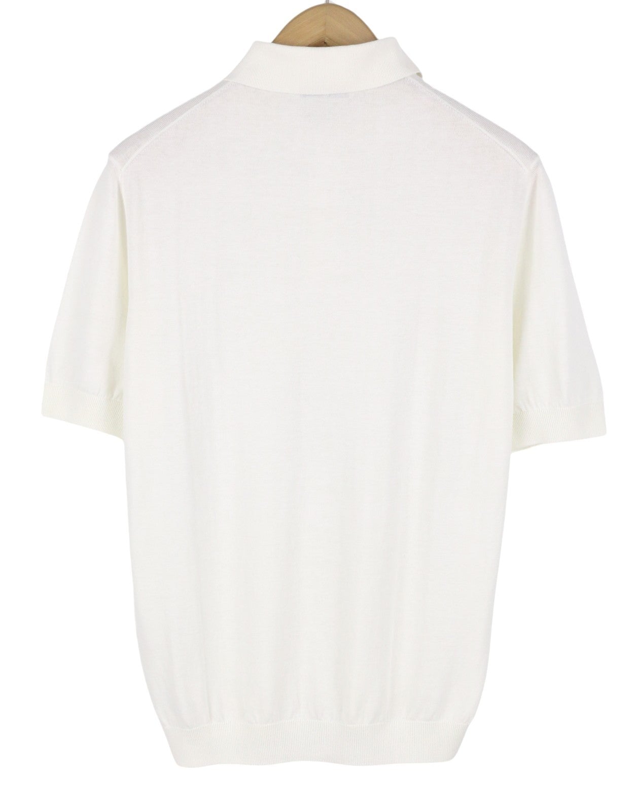 FILIPPO DE LAURENTIIS Men Polos IT52 L White Cotton Knit Short Sleeve