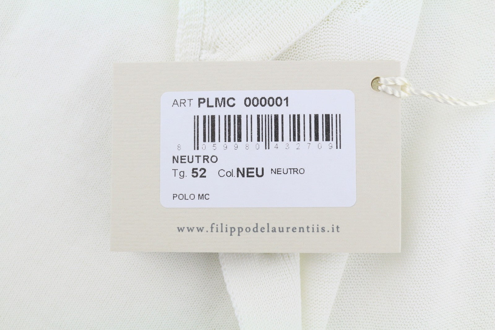 FILIPPO DE LAURENTIIS Men Polos IT52 L White Cotton Knit Short Sleeve