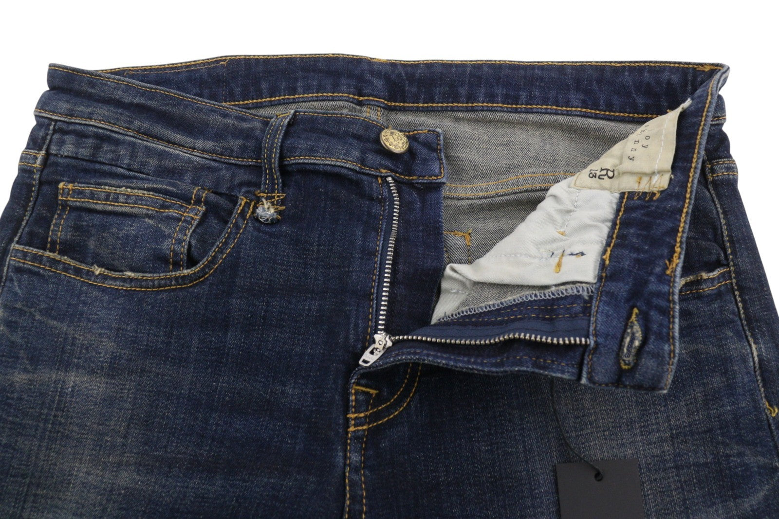 R13 Boy Skinny Women Jeans 29 Howell Indigo Whiskers Faded Cropped