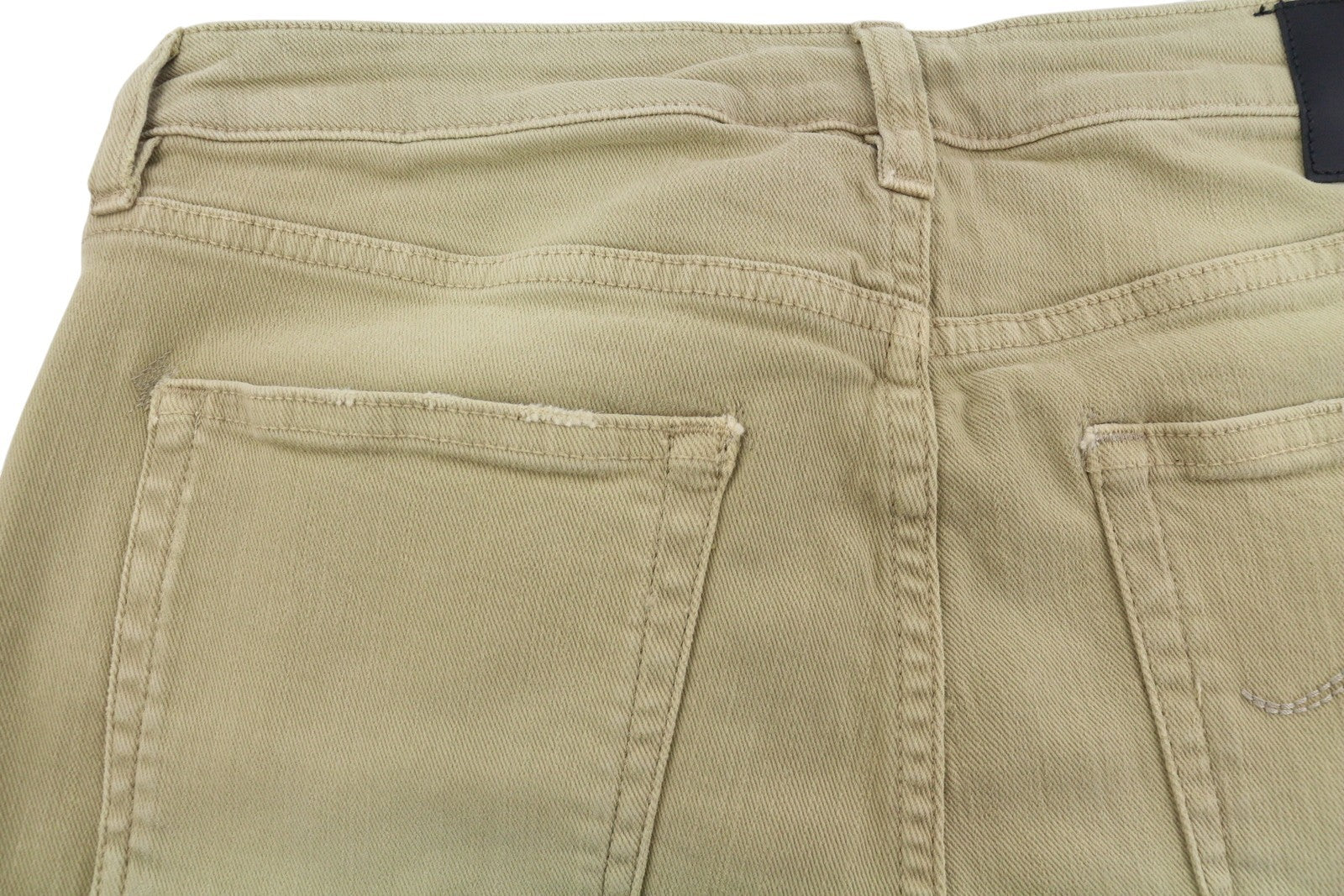 R13 Boy Straight Women Jeans 30 Khaki Stretch Faded Whiskers Cropped