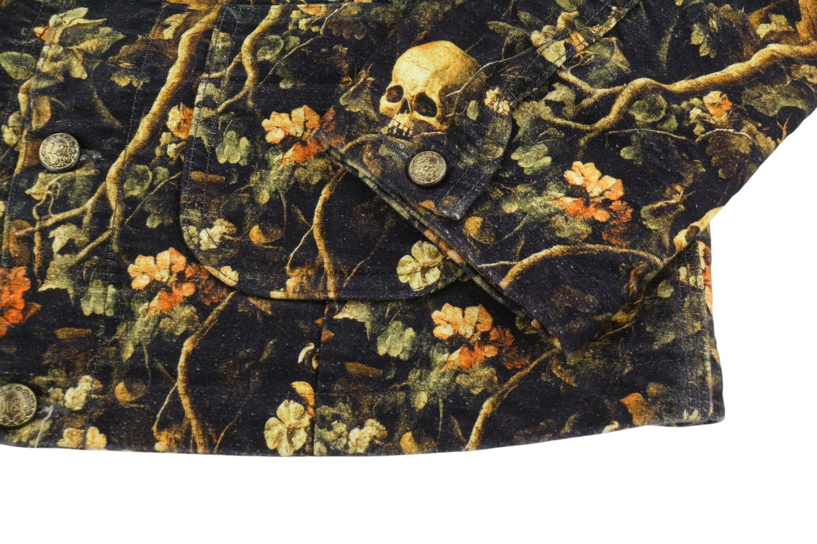 R13 Cropped Chore Coat Women Jacket M Skull Camo Moleskin Button Up Bomber