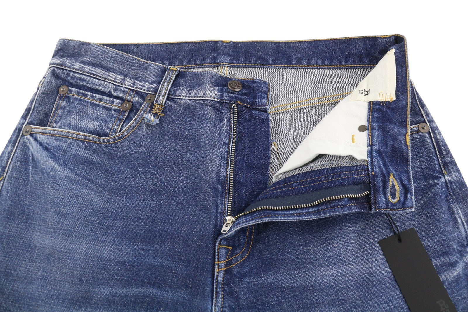 R13 X-BF Women Jeans 27 Bowery Indigo Whiskers Faded Cropped Blue PF26
