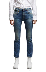 R13 Kick Fit Women Jeans 25 Kelly Stretch Cropped Aged Faded Blue PS26