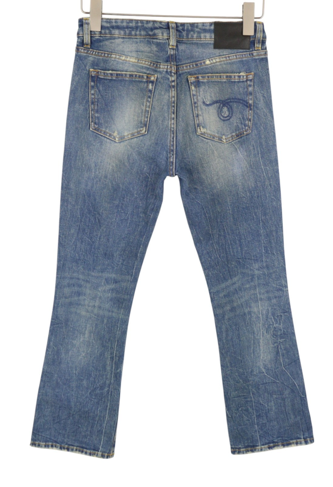 R13 Kick Fit Women Jeans 25 Kelly Stretch Cropped Aged Faded Blue PS26