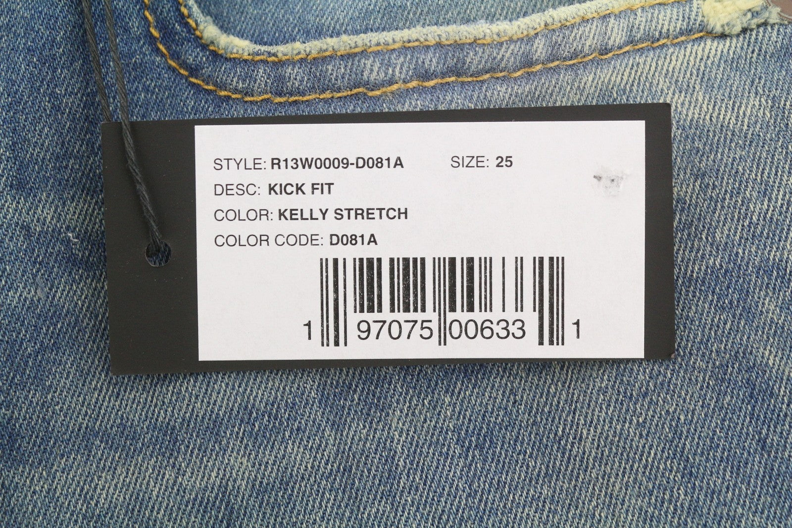 R13 Kick Fit Women Jeans 25 Kelly Stretch Cropped Aged Faded Blue PS26
