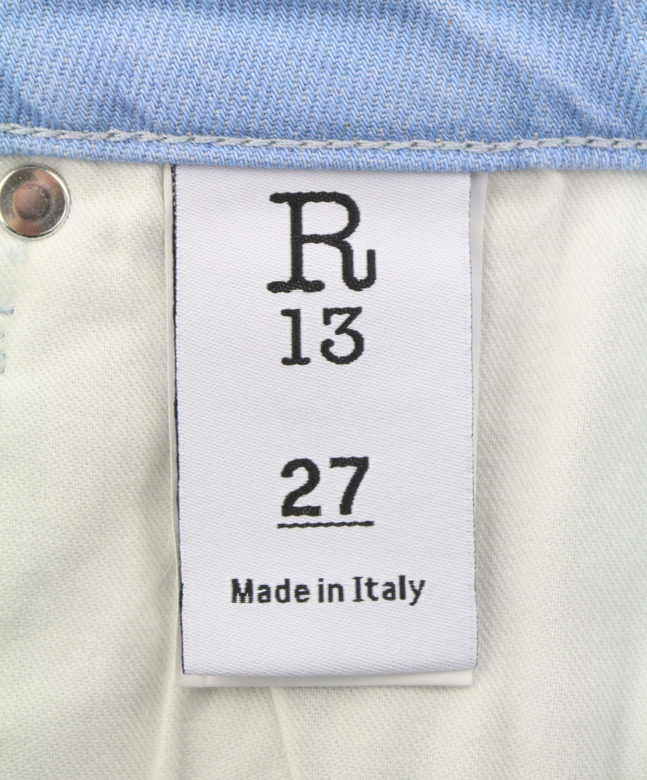 R13 Kick Fit Women Jeans 27 Baby Blue Stretch Whiskers Faded Cropped