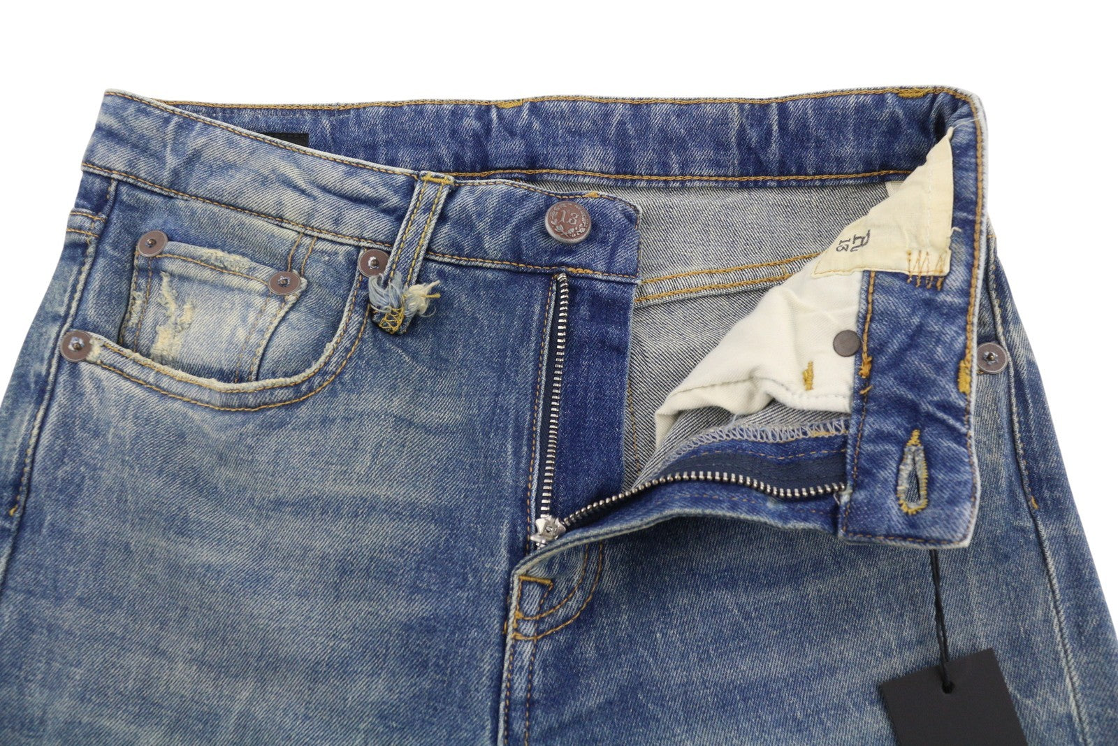 R13 Kick Fit Women Jeans 24 Kelly Stretch Cropped Aged Faded Blue PS26