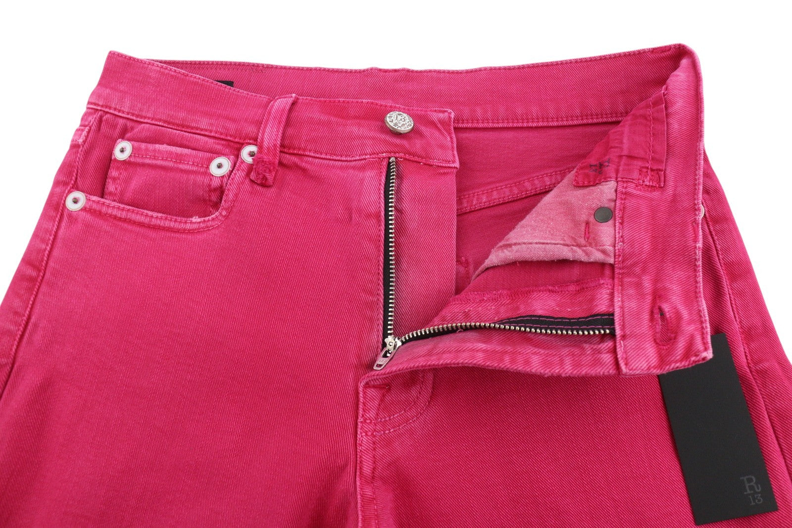 R13 Romeo Women Jeans 26 Fuchsia Stretch Cropped Slim Leg SS26 RRP735